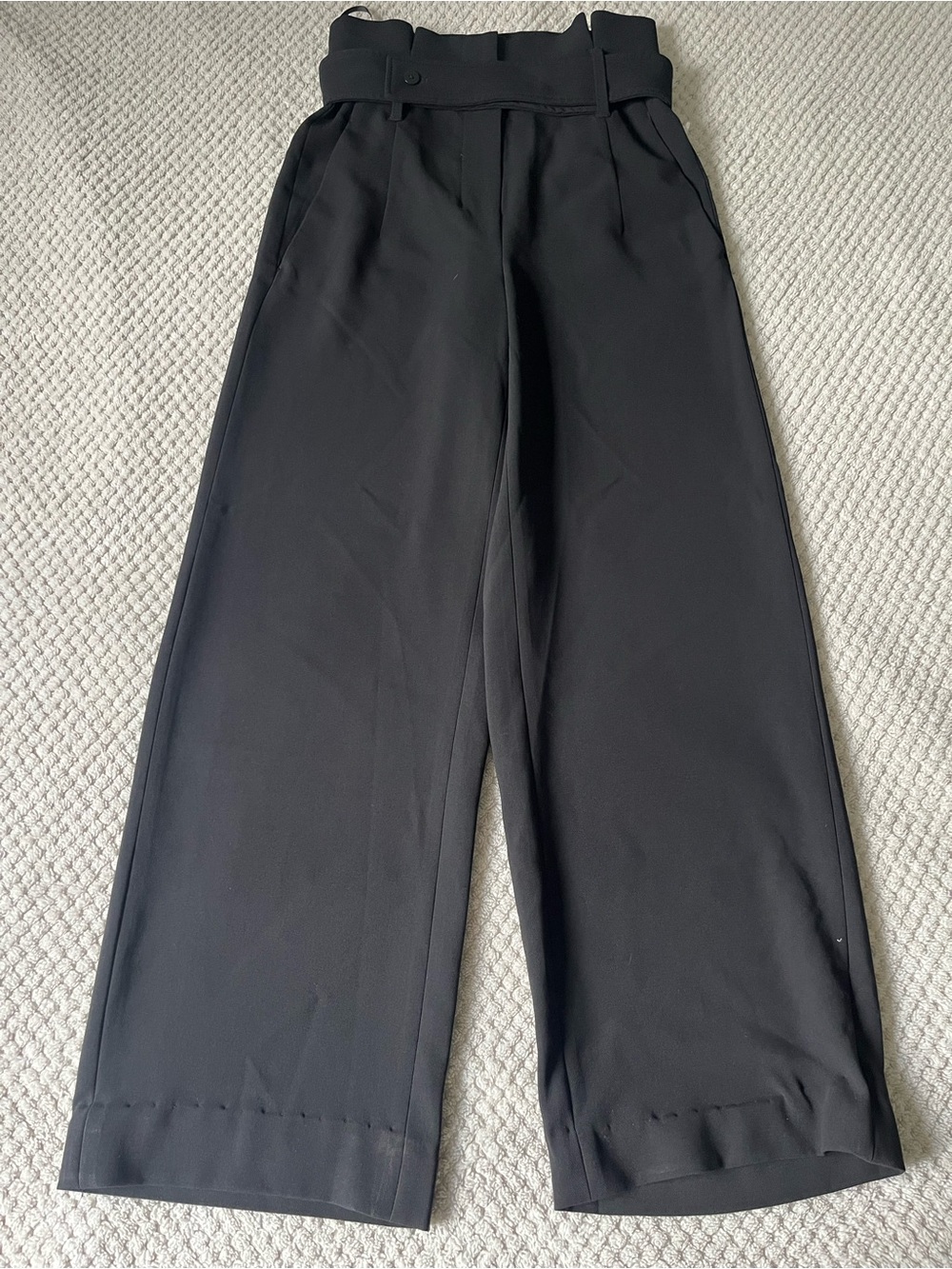 Babaton Black Wide-Leg High-Waist Trousers with original belt